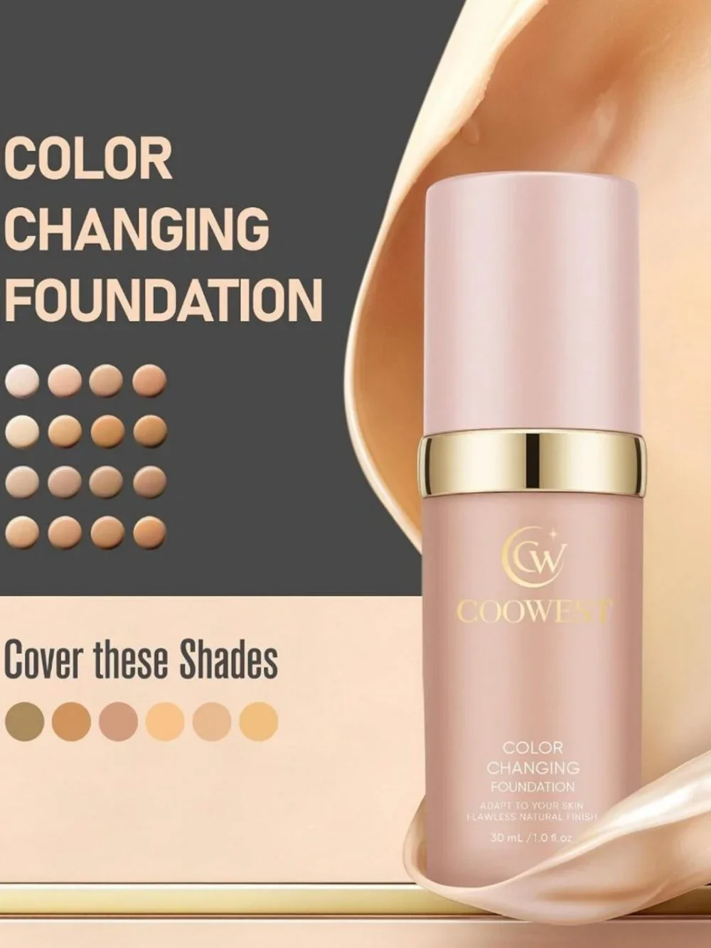 Color Changing Foundation for Mature Skin - 4-in-1 Hydrating Tint, Lightweight